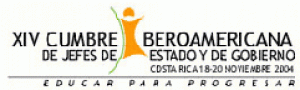 logotipo XIV Cumbre Iberoamericana San José 2004 – “Educar para Progresar”