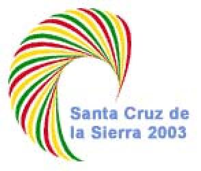 logotipo XIII Cumbre Iberoamericana Santa Cruz de la Sierra 2003 – “La inclusión social, motor del desarrollo de la Comunidad Iberoamericana”.