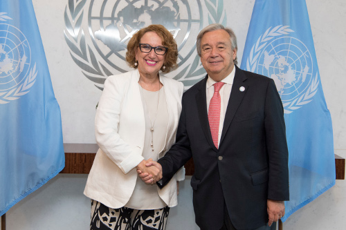 Secretary General Antonio Guterres meeting with H.E. Ms. Rebeca Grynspan, Secretary-General, Ibero-American Conference